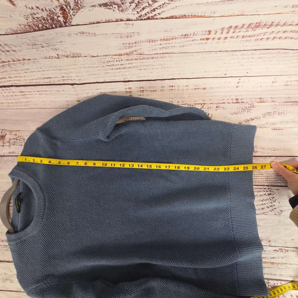 Banana Republic Mens Blue Chunky Knit Sweater M Crewneck Thermal Top Cas Office
